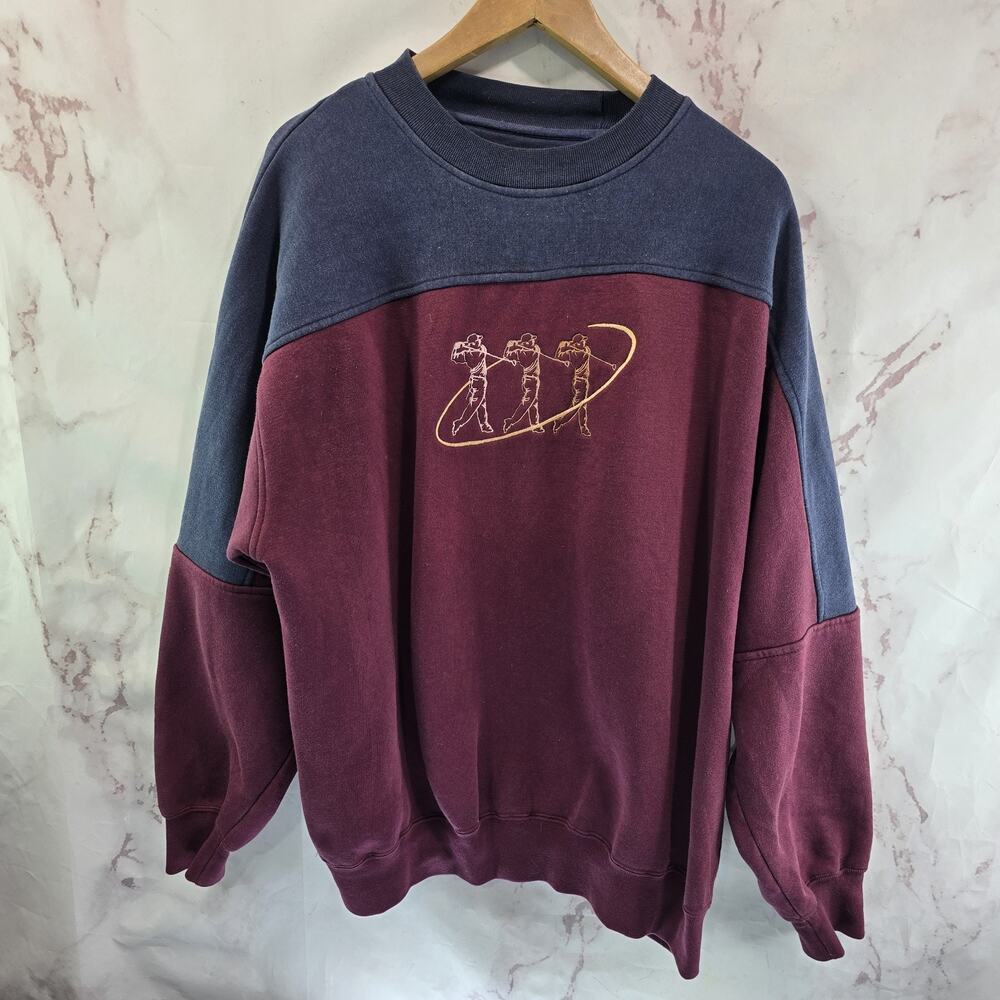 Vintage Golf Sweatshirt Mens XL 90s Jansport Colorblock Embroidered